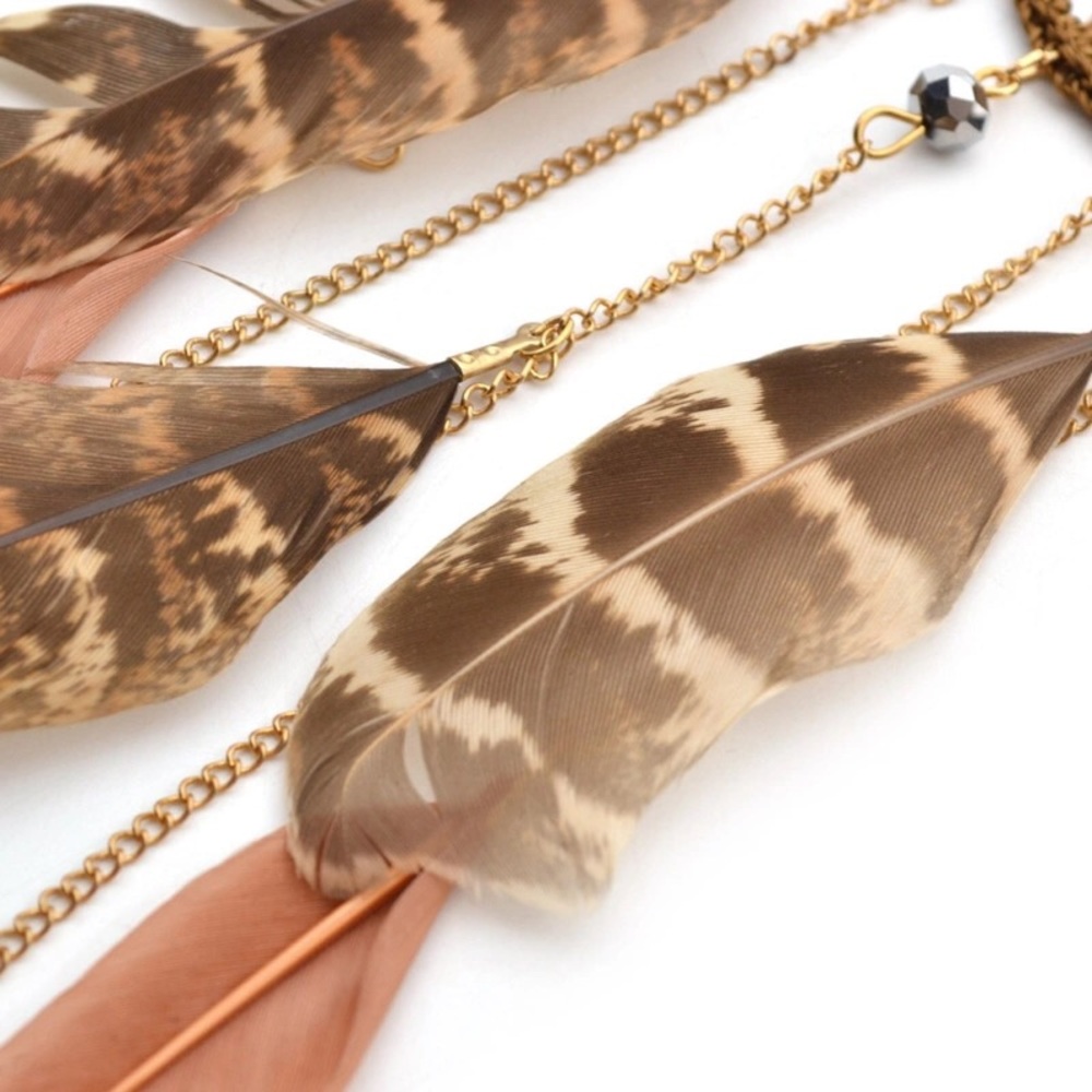 LAST ONE dreamcatcher crochet feather boho hippie necklace - Picture 7 of 8